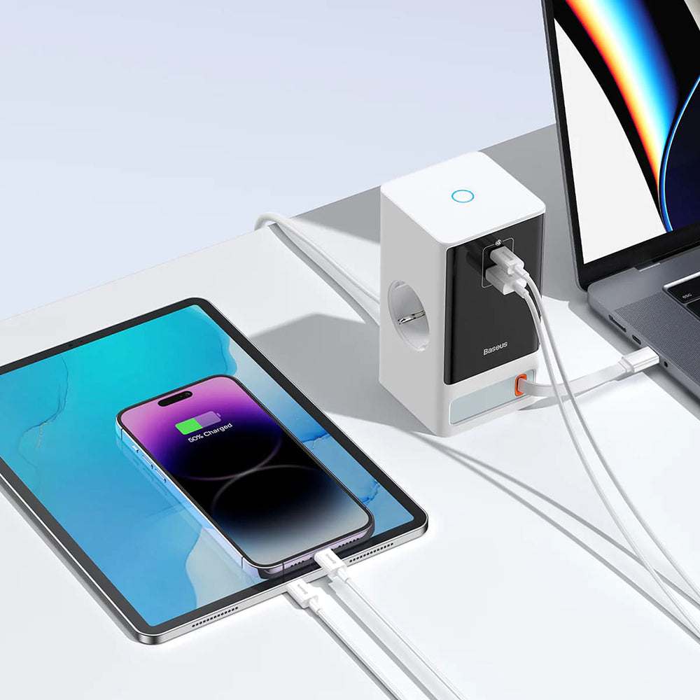 Baseus PowerCombo forlenger, 1 x Schuko, Hvit PSLR000602