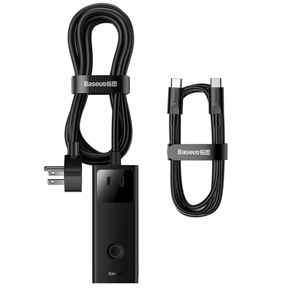 Baseus PowerCombo US forlengelseskabel, 3 x stikkontakt, Svart PSLA020101