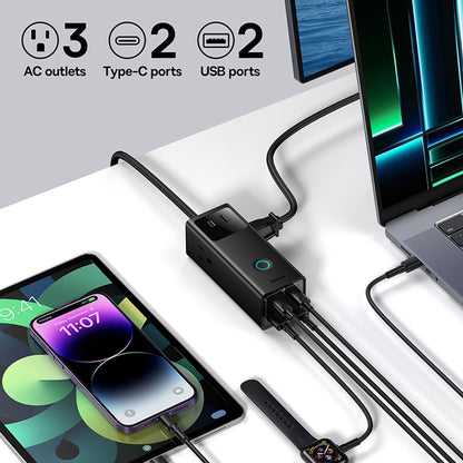 Baseus PowerCombo US forlengelseskabel, 3 x stikkontakt, Svart PSLA020101