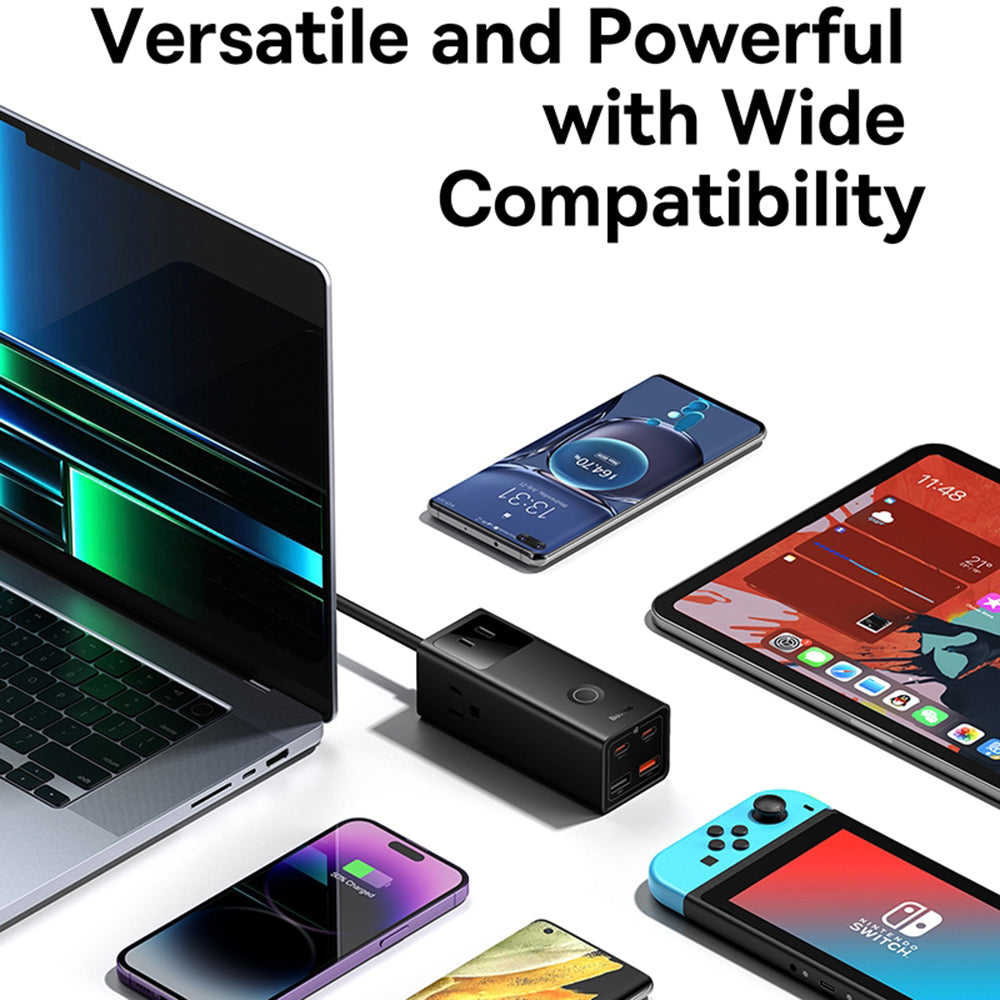 Baseus PowerCombo US forlengelseskabel, 3 x stikkontakt, Svart PSLA020101