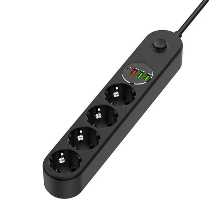 ColorWay skjøteledning, 4 x Schuko, Svart