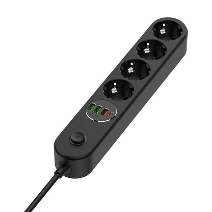 ColorWay skjøteledning, 4 x Schuko, Svart