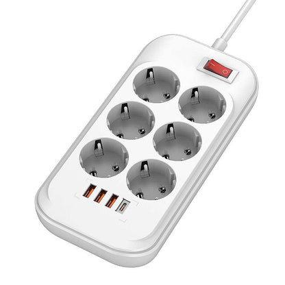 ColorWay forlenger, 6 x Schuko, Hvit