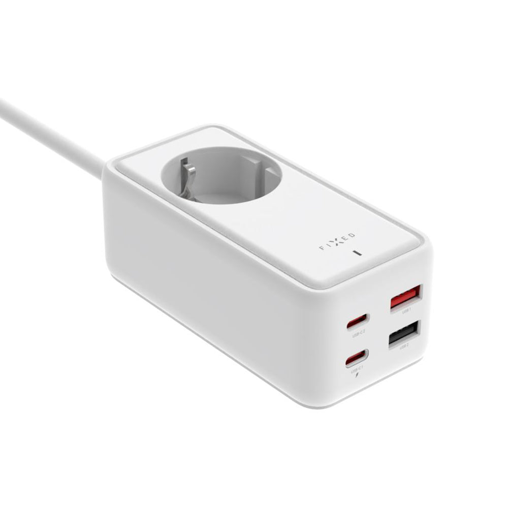Fixed forlenger, 1 x Schuko, Hvit