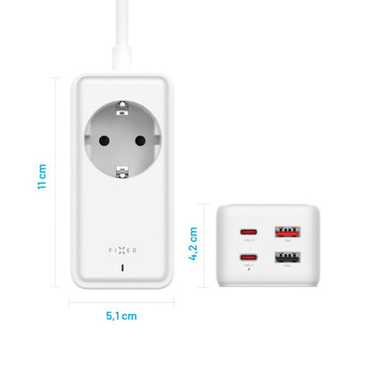 Fixed forlenger, 1 x Schuko, Hvit