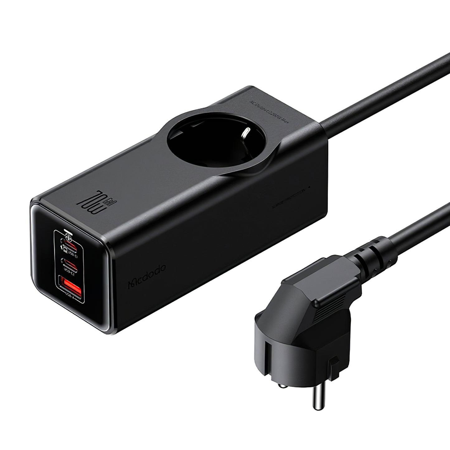 Forlengelseskabel McDodo CH-4620, 1 x Schuko, Svart