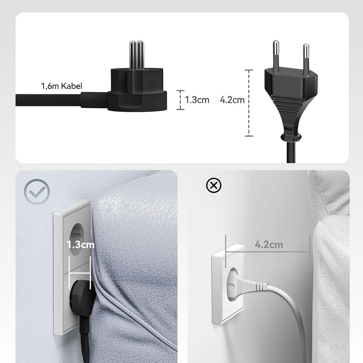 Orico PDC25 skjøteledning, 2 x Schuko - 2 x USB-A - 2 x USB-C, svart