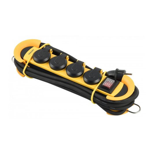 Philips skjøteledning, 4 x Schuko, Gul Phil-SPN5140YB/60