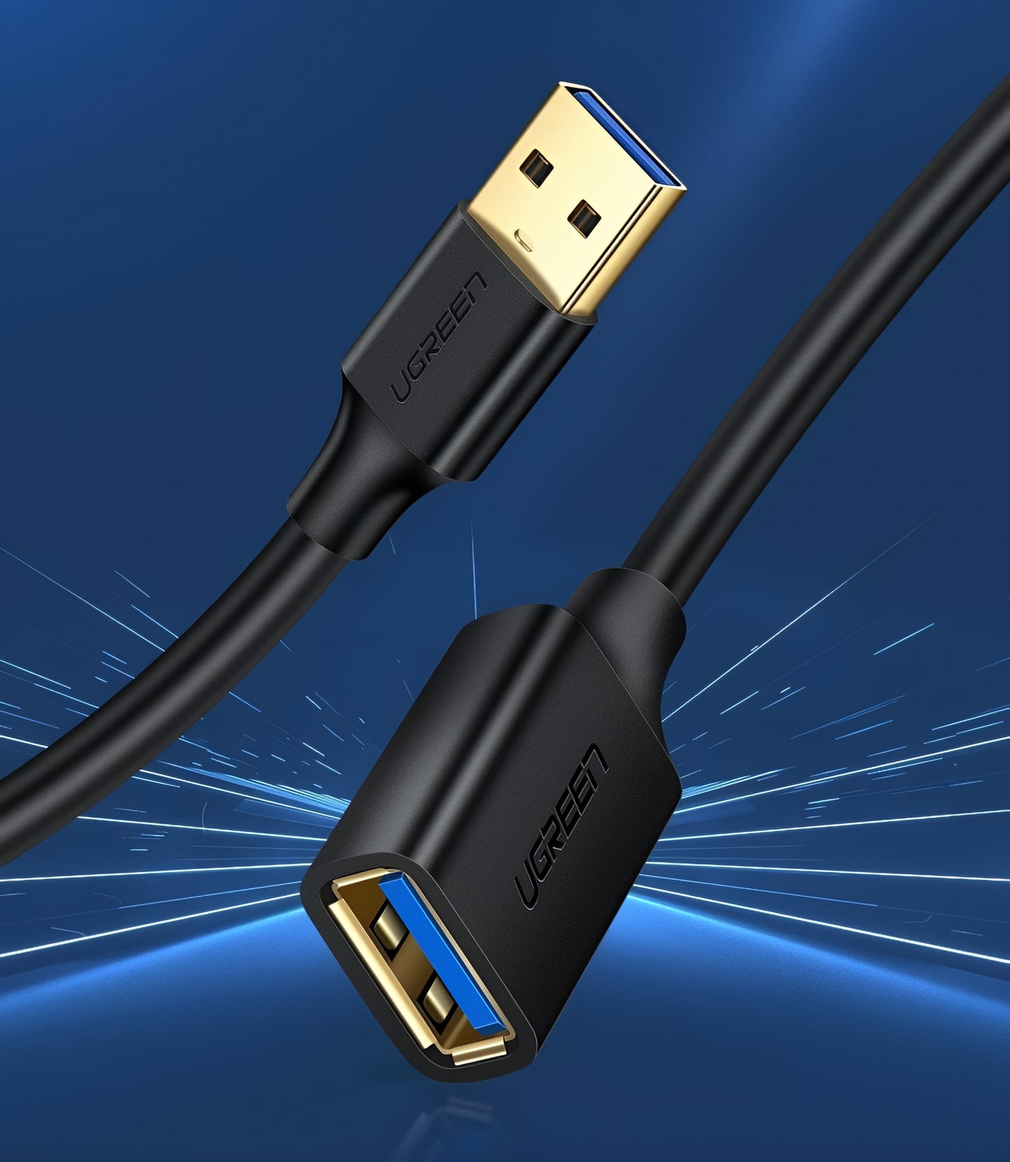 USB 3.0 forlenger UGREEN US129, 2m, Svart