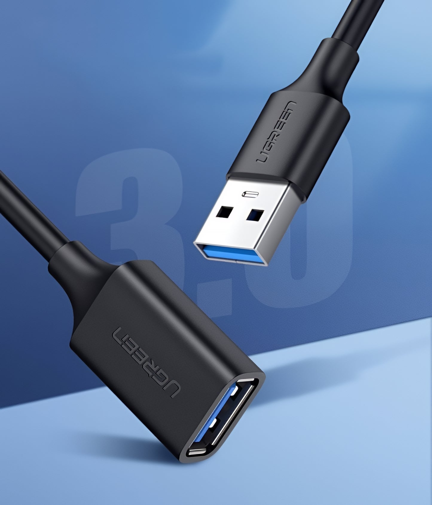 USB 3.0 forlenger UGREEN US129, 2m, Svart