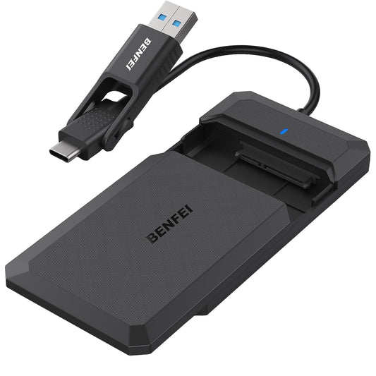 Benfei-stativ for HDD / SSD SATA 2,5 tommer, USB-A / USB-C UASP, svart