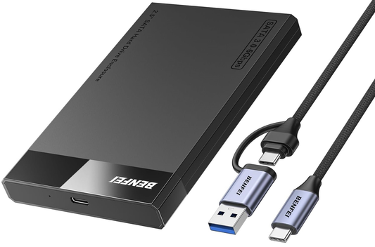 Benfei-stativ for HDD / SSD SATA 2,5 tommer, USB-A / USB-C, svart