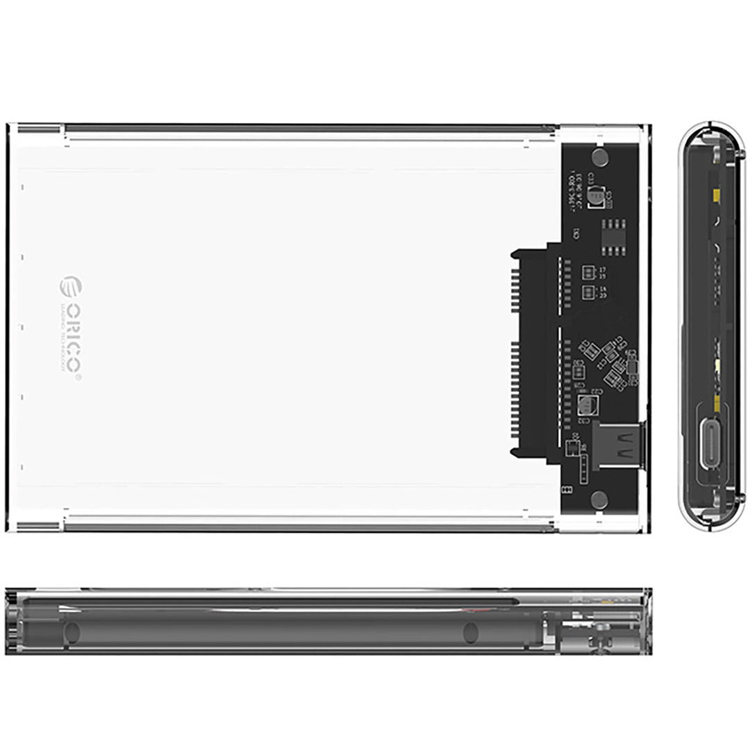 Orico 2139C3-kabinett for HDD / SSD SATA 2,5 tommer, USB-C, Transparent