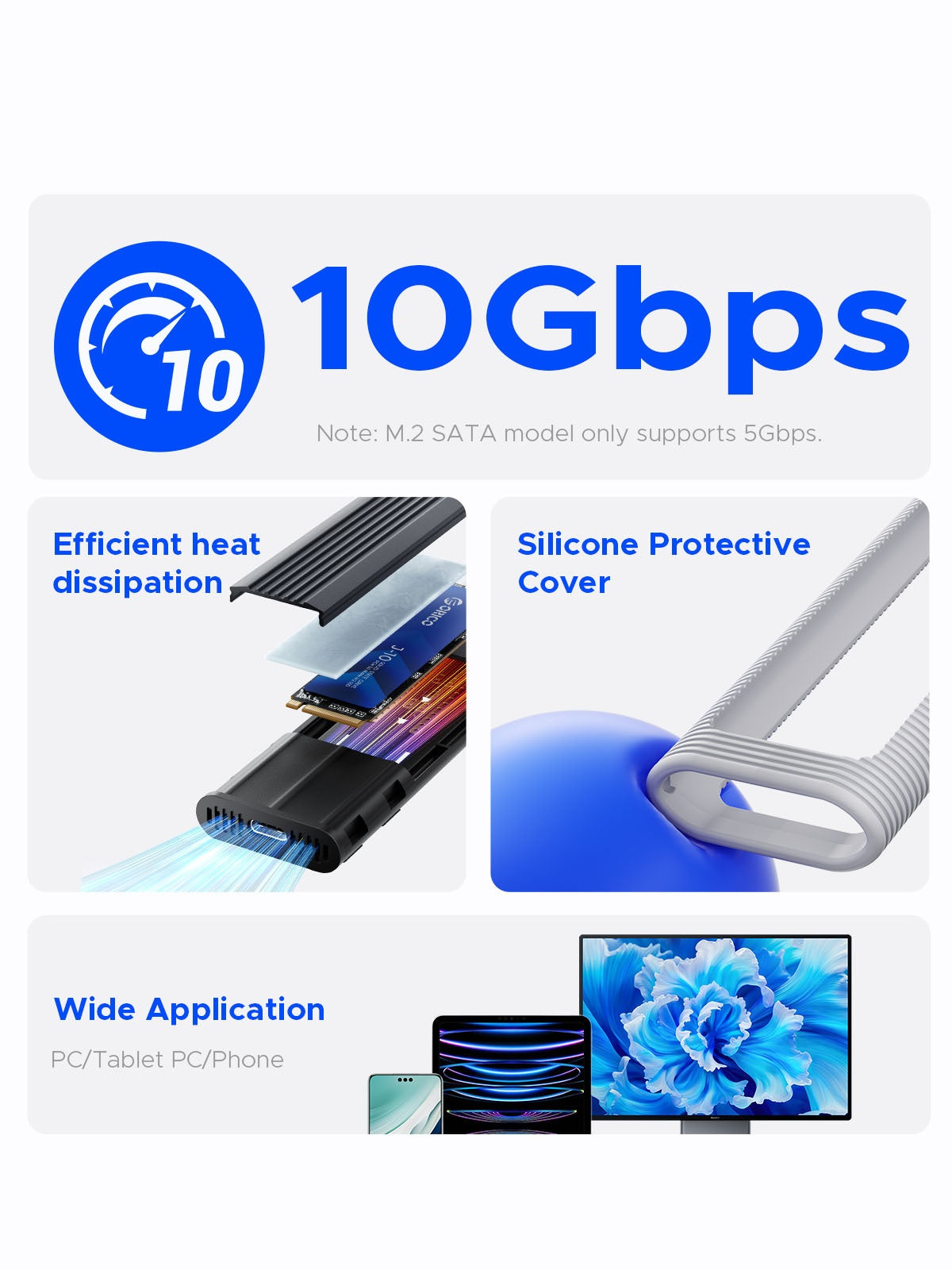 Orico AXM2-G2 stativ for M.2 NVMe SSD, grå