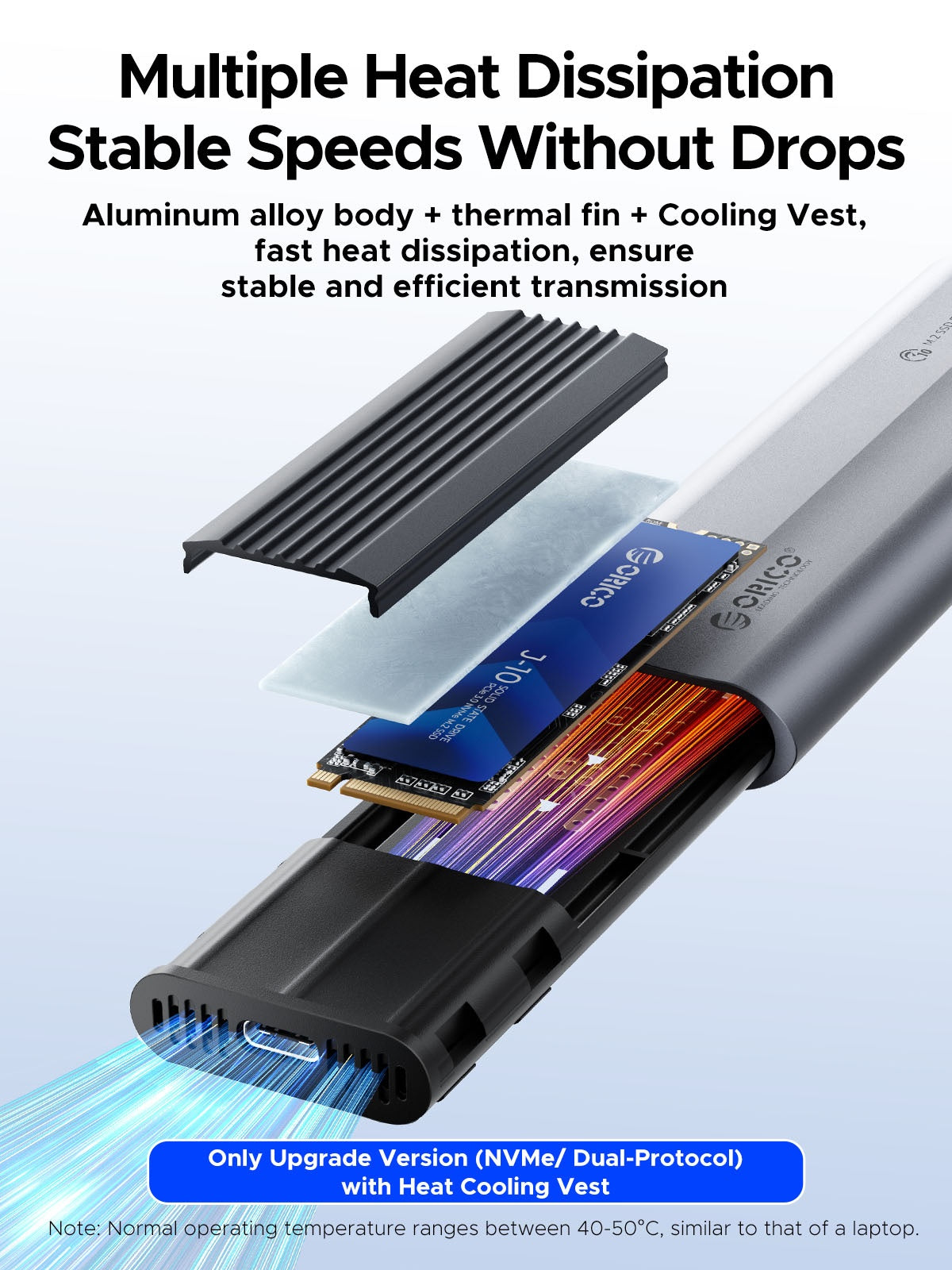 Orico AXM2-G2 stativ for M.2 NVMe SSD, grå