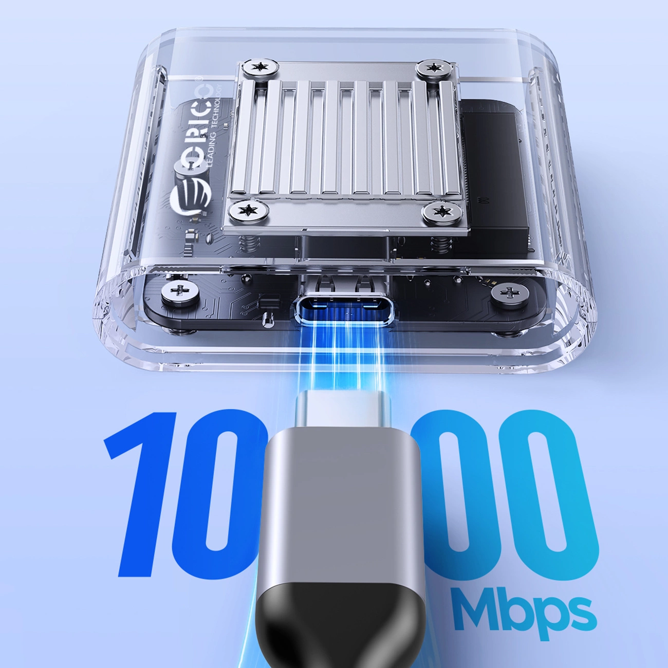 Orico TC20-M2-10G kabinett for SSD M.2 NVMe 2230, Transparent
