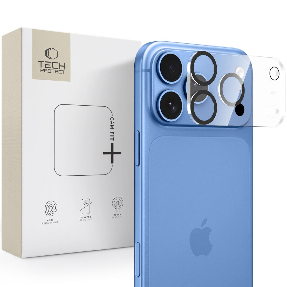 Bakre kamerabeskyttelsesramme Tech-Protect Cam Fit+ for Apple iPhone 18 Pro, Herdet glass, Transparent
