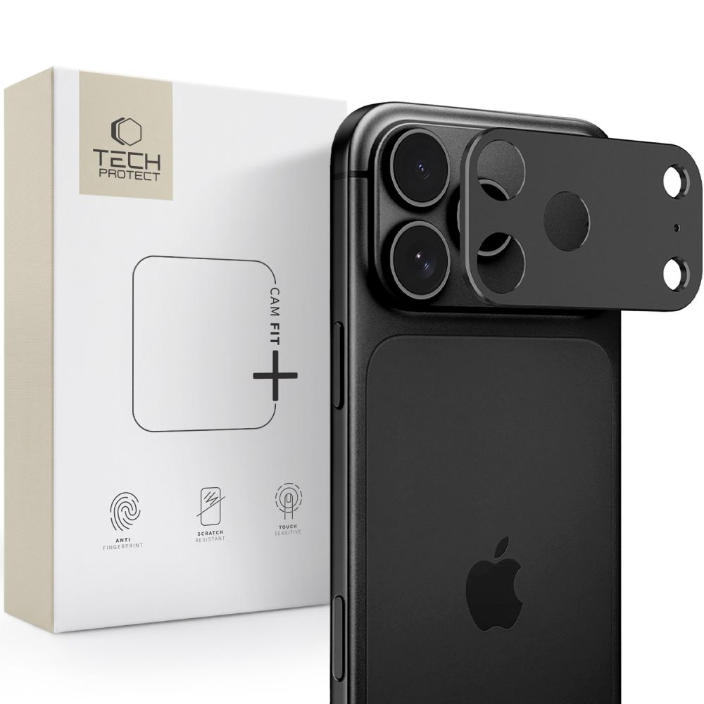 Bakre kamerabeskyttelsesramme Tech-Protect Camalloy Fit+ for Apple iPhone 18 Pro, aluminium, svart