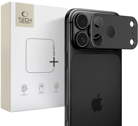 Bakre kamerabeskyttelsesramme Tech-Protect Camalloy Fit+ for Apple iPhone 18 Pro Max, aluminium, svart