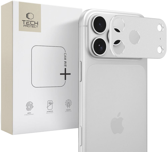 Tech-Protect Camalloy Fit+ beskyttelsesramme til bakkamera for Apple iPhone 18 Pro Max, aluminium, sølvfarget