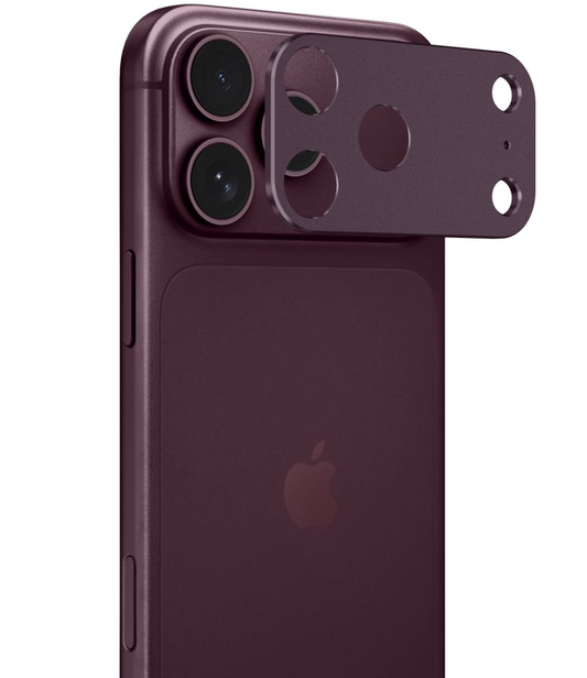Tech-Protect Camalloy Fit+ beskyttelsesramme til bakkamera for Apple iPhone 18 Pro Max, aluminium, burgunder
