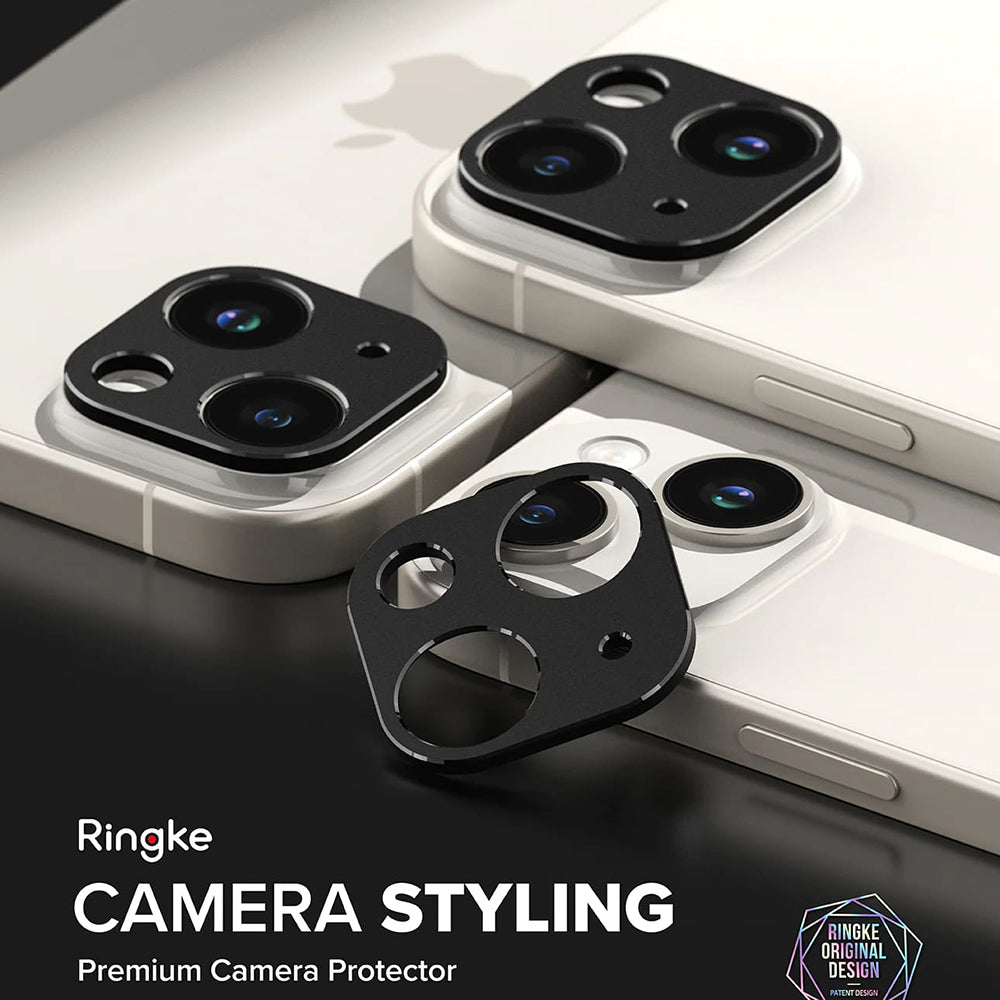 Rammebeskyttelse Bakre Kamera Ringke Styling for Apple iPhone 15 Plus / 15, Aluminium, Svart