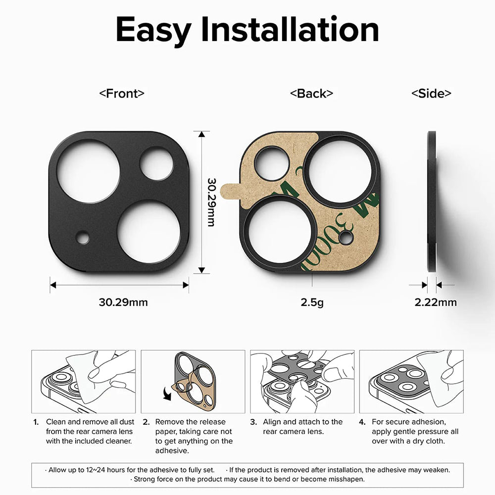 Rammebeskyttelse Bakre Kamera Ringke Styling for Apple iPhone 15 Plus / 15, Aluminium, Svart