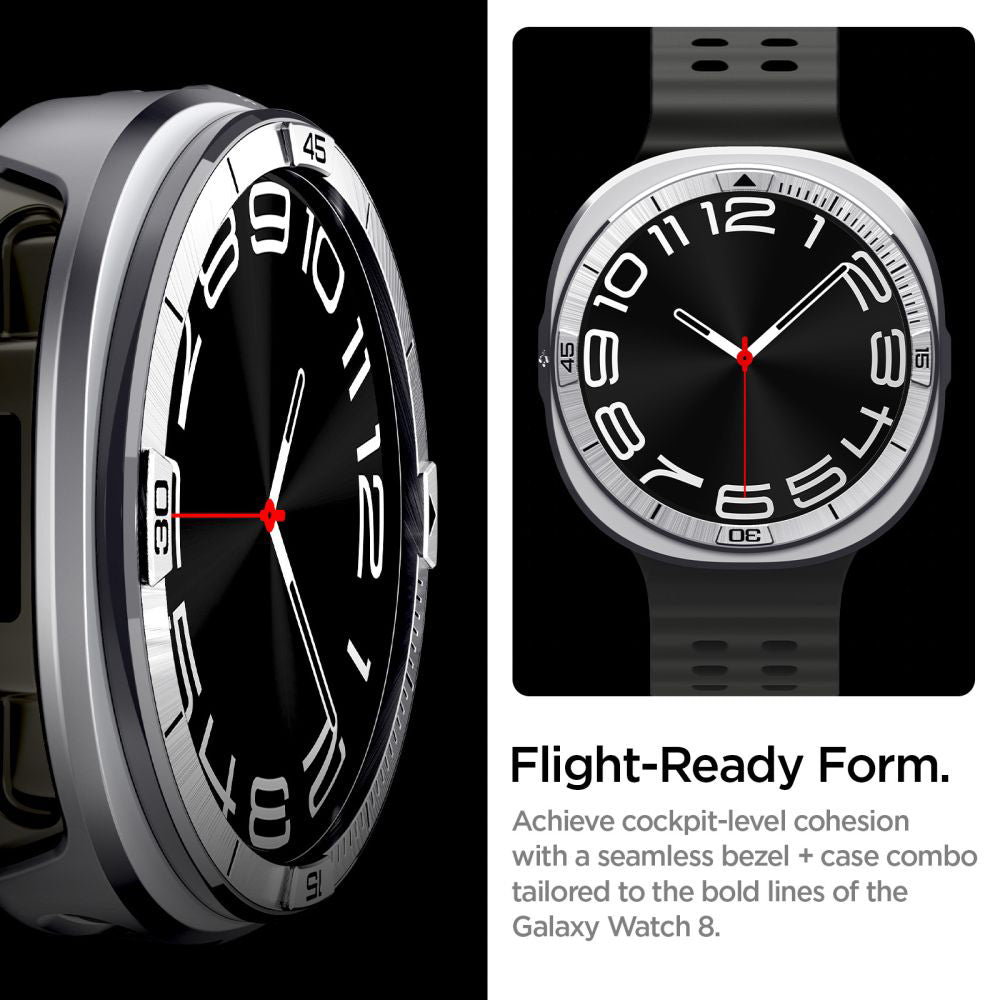 Spigen Tune Pro Pilot Beskyttelsesramme for Samsung Galaxy Watch8 44mm, Sølv ACS10011