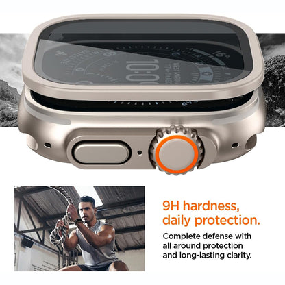 Spigen Tune beskyttelsesramme med glass til Apple Watch Ultra-serien, sølv ACS11595