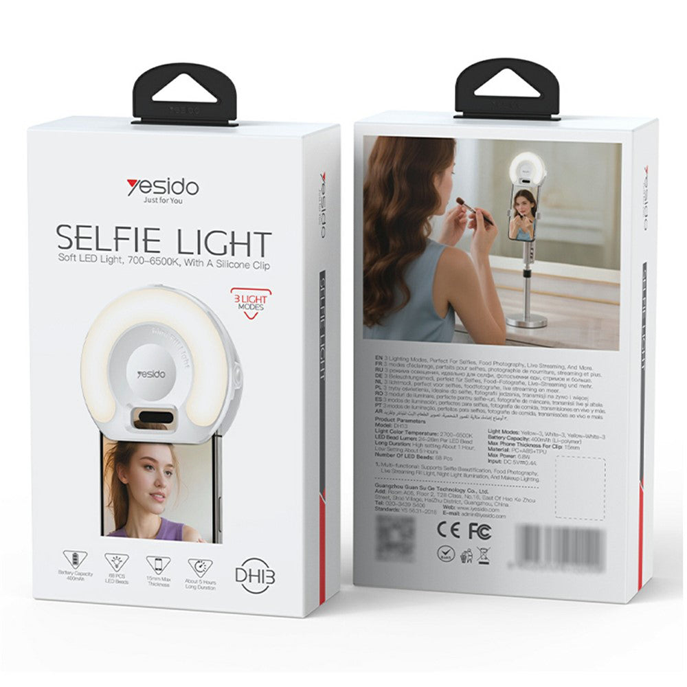 Selfie Light Yesido DH13, Universal, Hvit