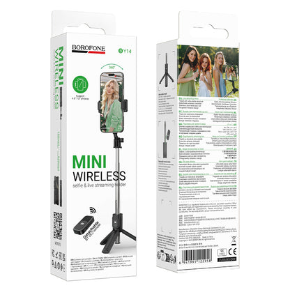 Selfie Stick Bluetooth Borofone BY14 Graceful, 4,5 tommer - 7 tommer, Svart