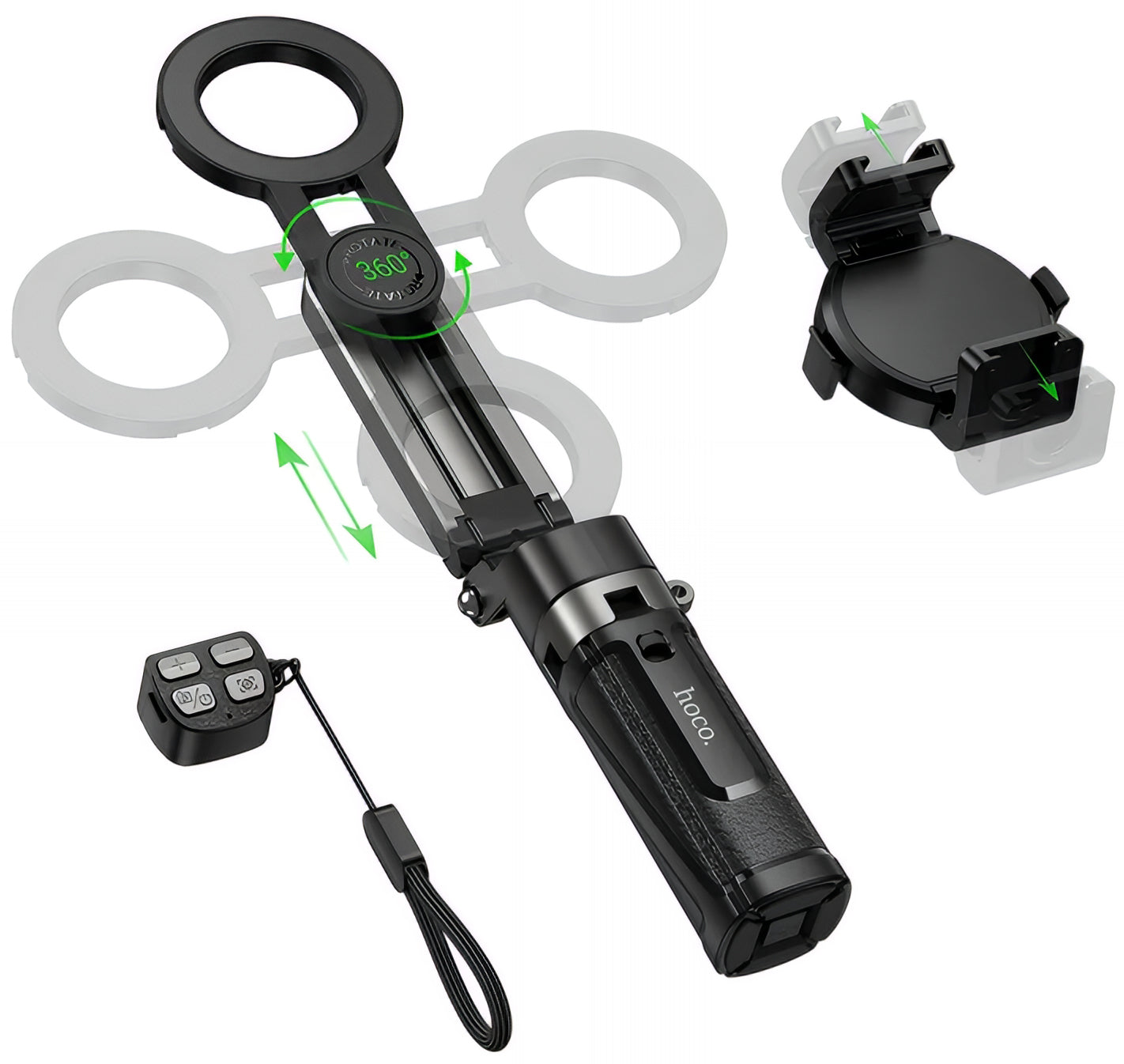 Selfie Stick Bluetooth HOCO K27 Pro, Universal, Svart