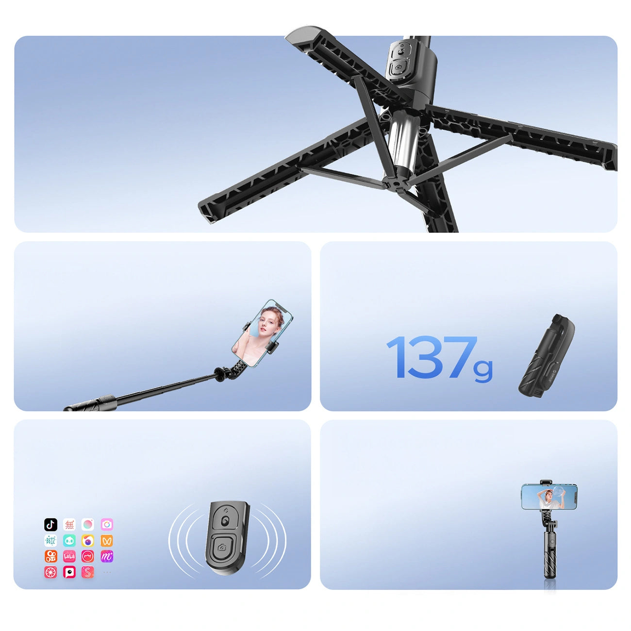 Selfie Stick Bluetooth Orico SPV100, Universal, Svart