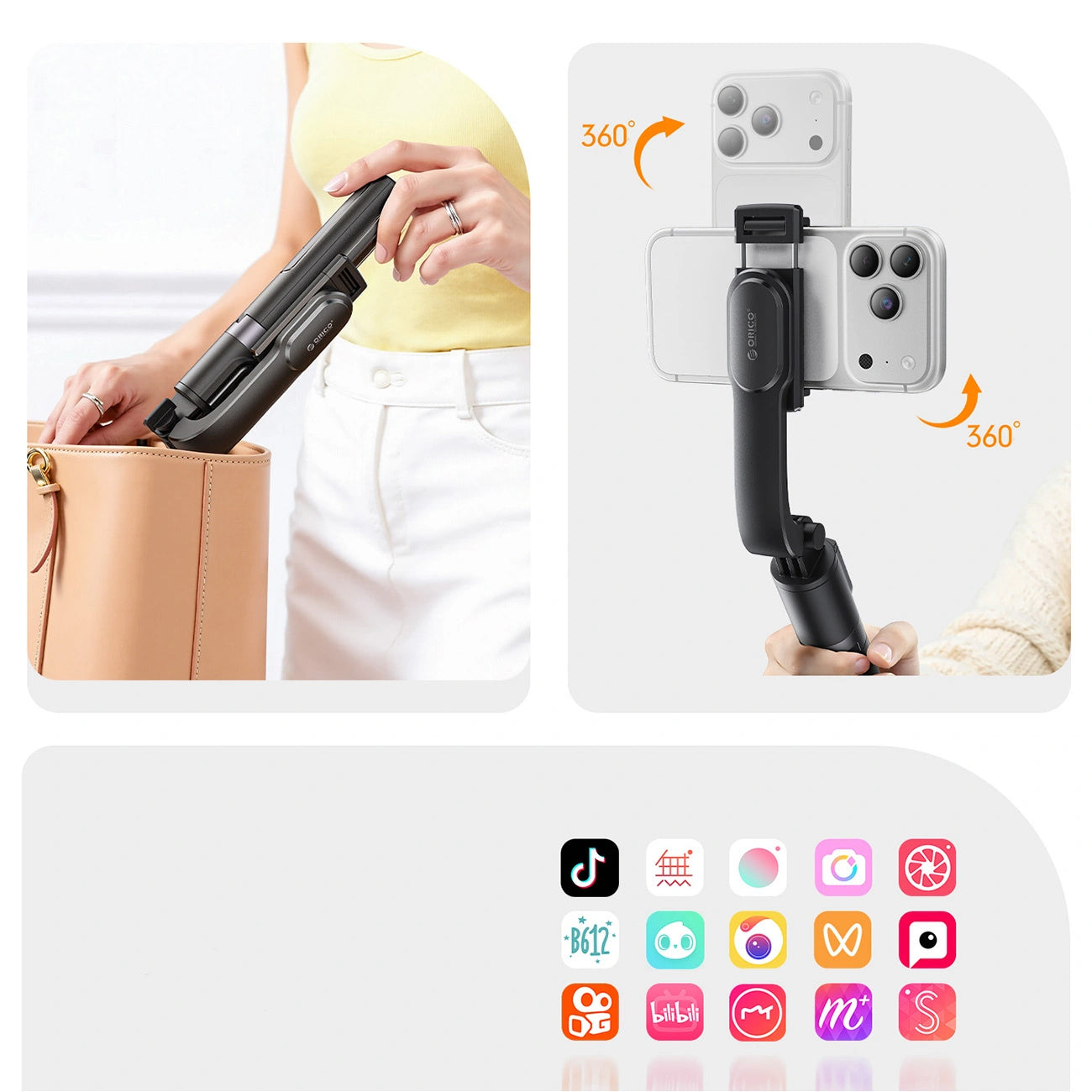 Selfie Stick Bluetooth Orico SPV90, Universal, Svart