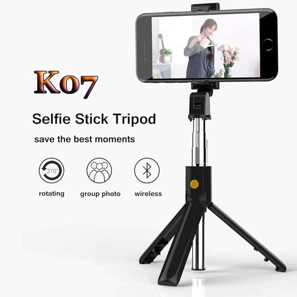 Selfie Stick Bluetooth Techsuit K07, Universal, Svart