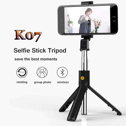 Selfie Stick Bluetooth Techsuit K07, Universal, Svart