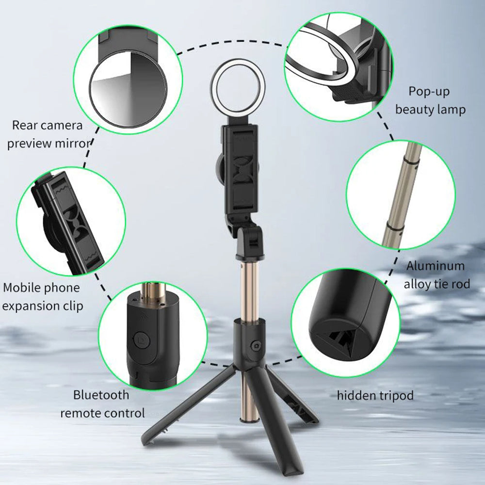 Selfie Stick Bluetooth Techsuit K13, Universal, Svart