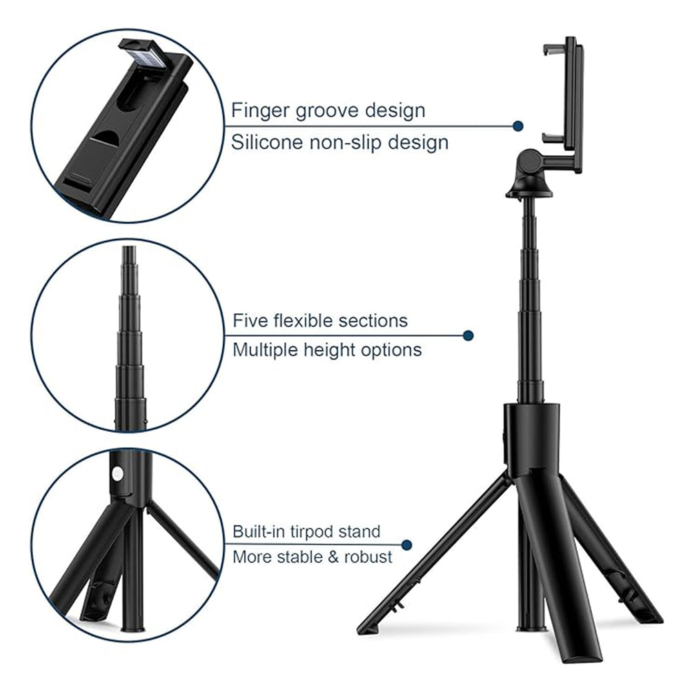 Selfie Stick Bluetooth Techsuit K22, Universal, Svart