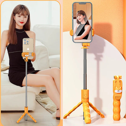 Selfie Stick Bluetooth Techsuit KT01, Universal, Oransje