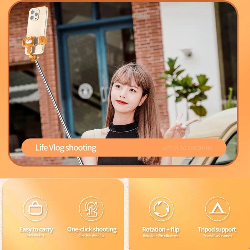 Selfie Stick Bluetooth Techsuit KT01, Universal, Oransje