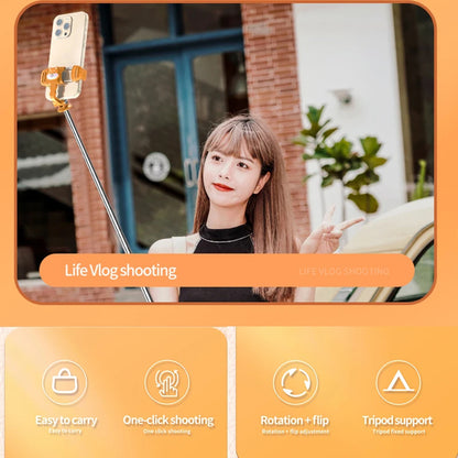 Selfie Stick Bluetooth Techsuit KT01, Universal, Oransje