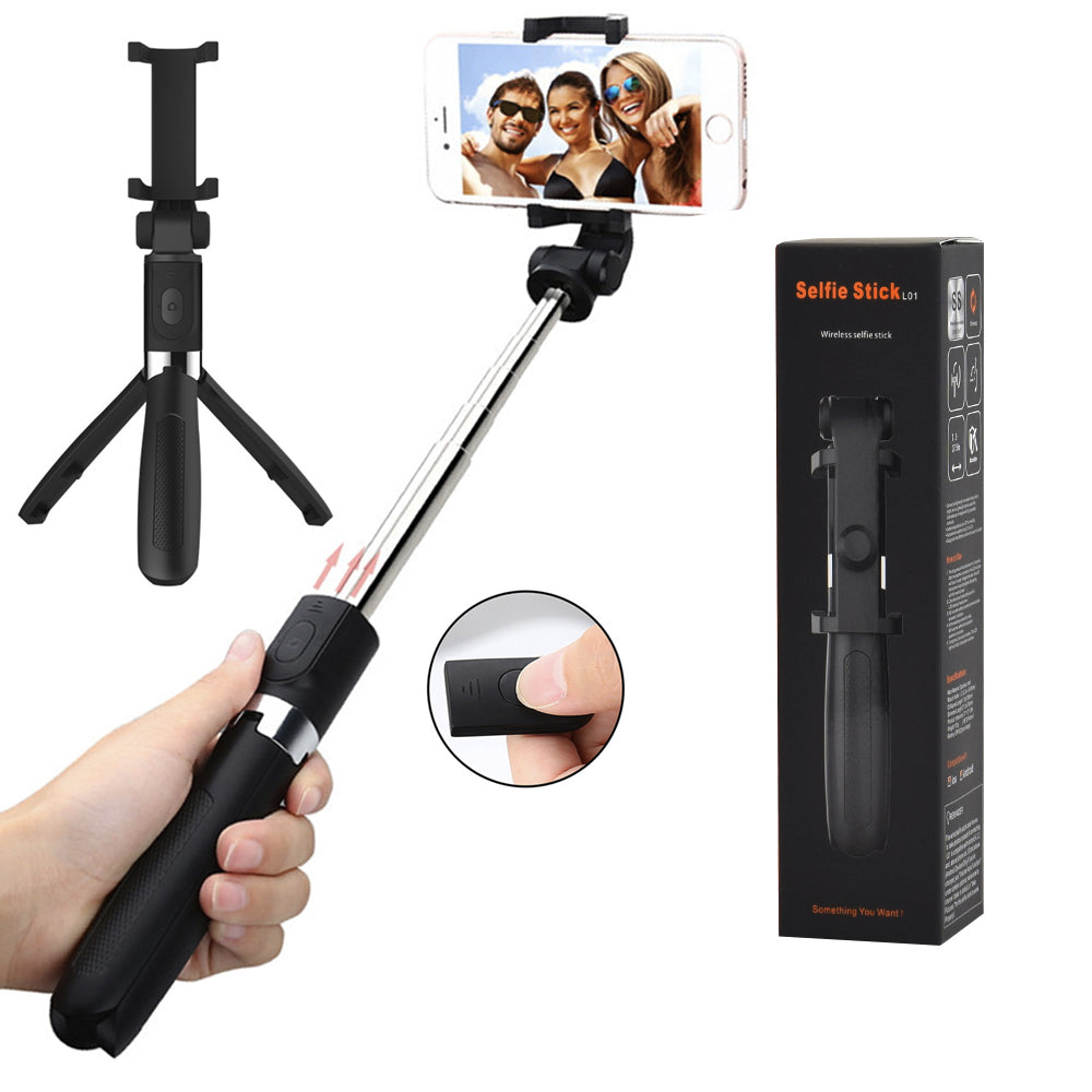 Selfie Stick Bluetooth Techsuit L01s, Universal, Svart