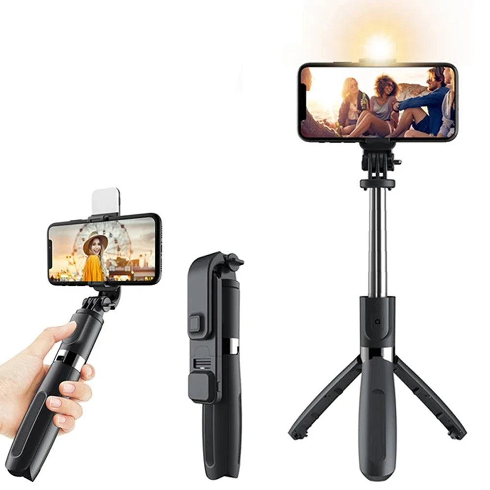 Selfie Stick Bluetooth Techsuit L02s, Universal, Svart