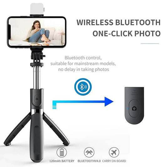 Selfie Stick Bluetooth Techsuit L02s, Universal, Svart