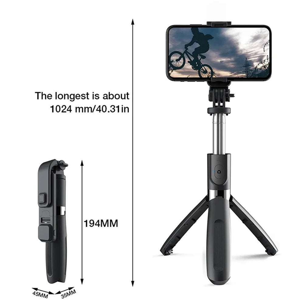Selfie Stick Bluetooth Techsuit L02s, Universal, Svart