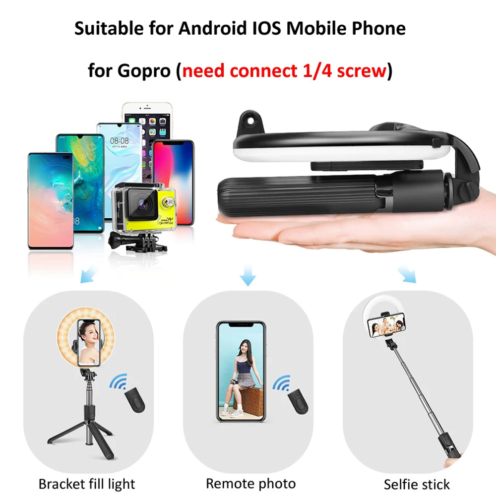 Selfie Stick Bluetooth Techsuit L07, Universal, Svart