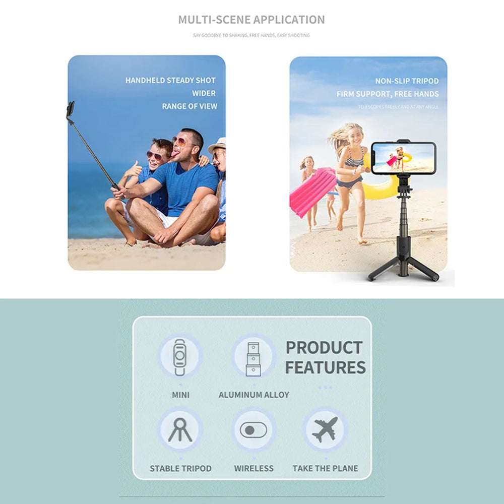 Selfie Stick Bluetooth Techsuit L10, Universal, Svart