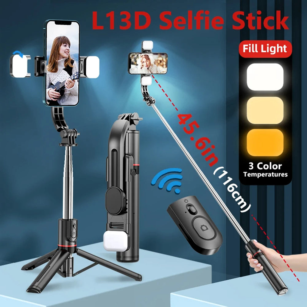 Selfie Stick Bluetooth Techsuit L13d, Universal, Svart