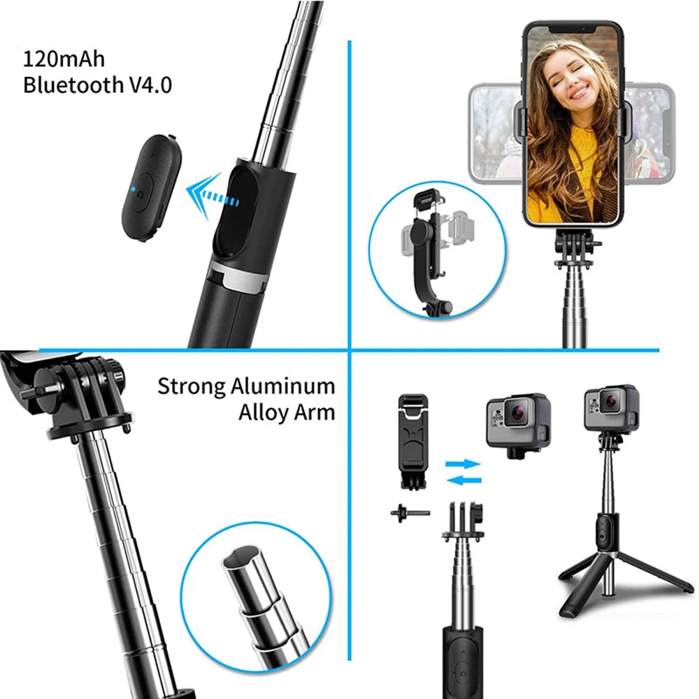 Selfie Stick Bluetooth Techsuit Q02, Universal, Svart