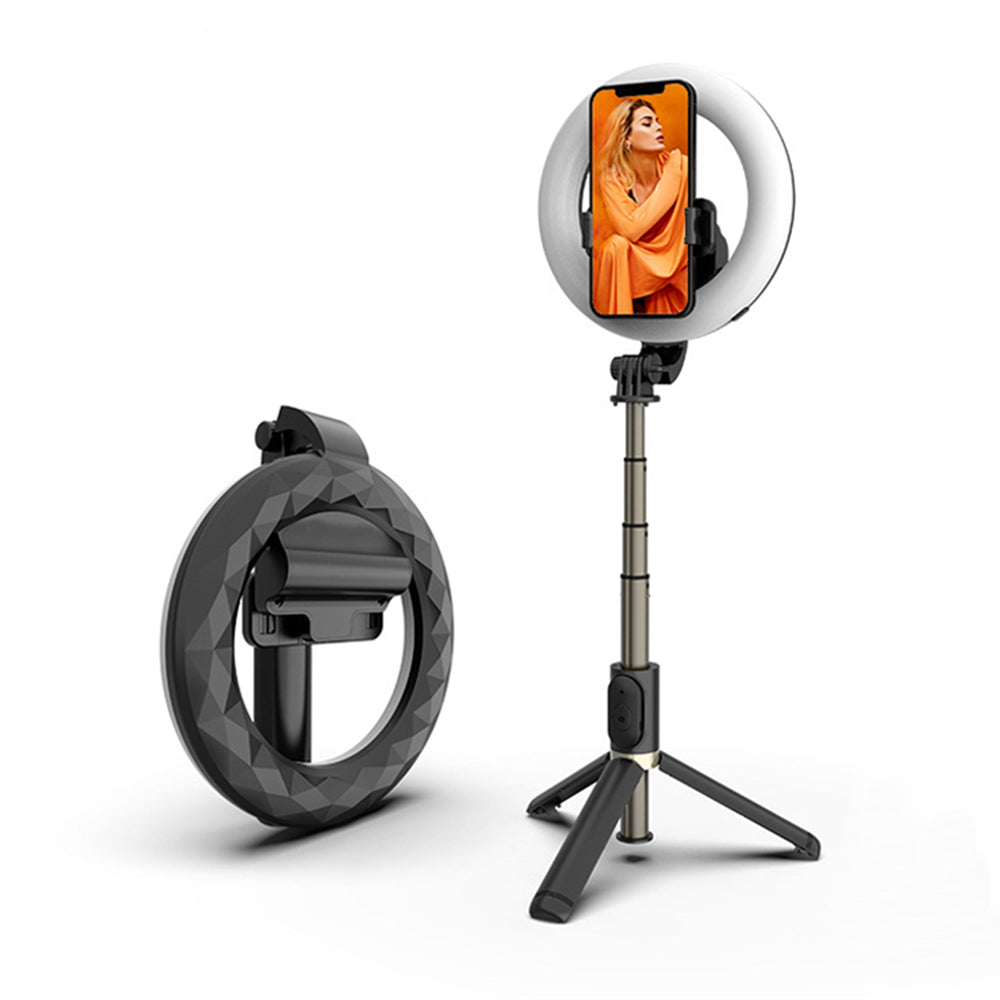 Selfie Stick Bluetooth Techsuit Q07 Ring Light, Universal, Svart